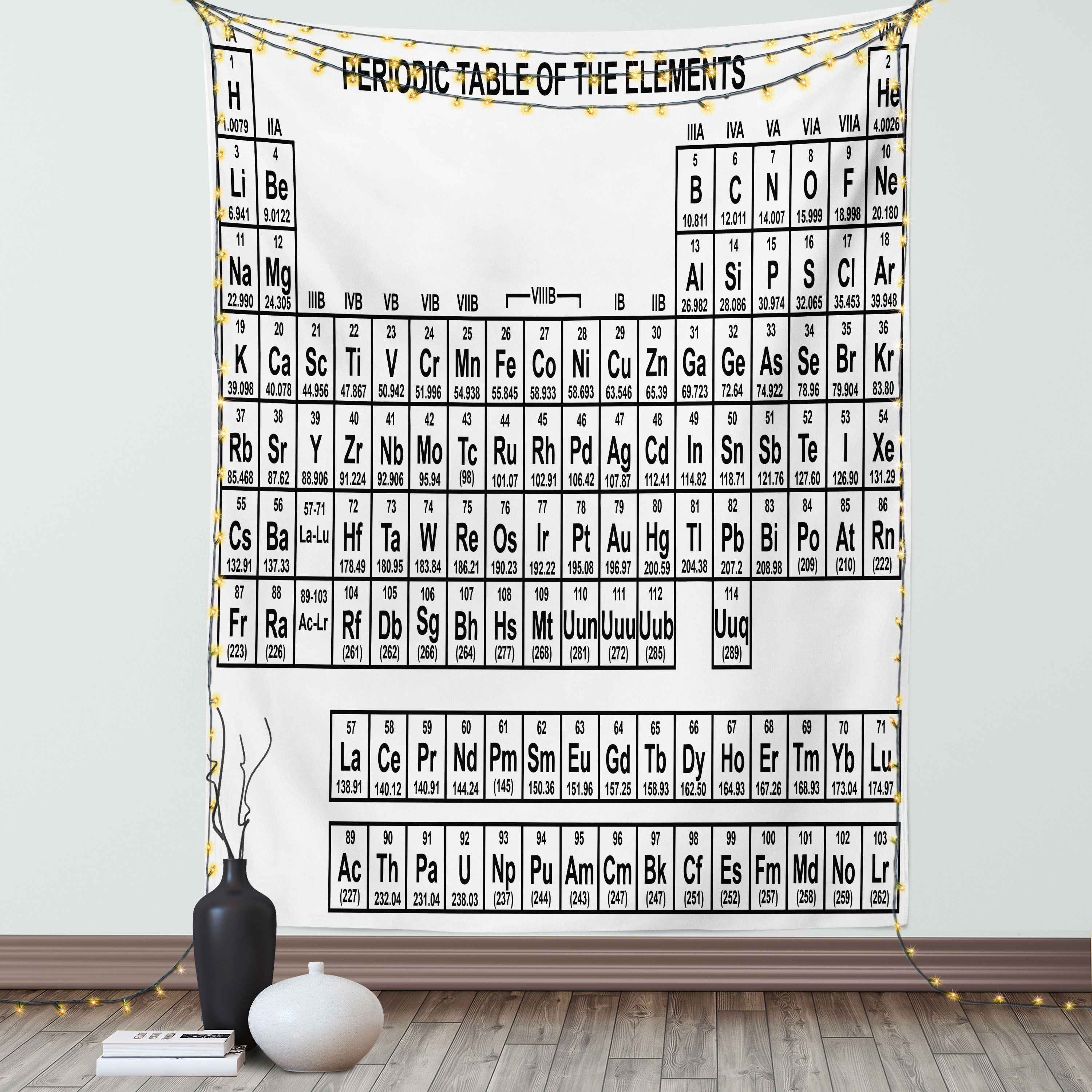 Periodic Table Tapestry, Monochrome Simple Science Chemistry Elements ...