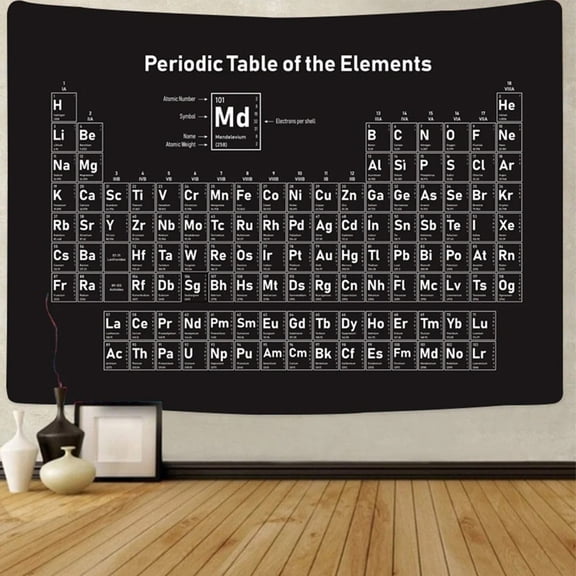 Periodic Table Tapestry, Science Chemistry Chart Wall Hanging, Elements Fabric Poster for Classroom Dorm Living Room Bedroom Decor