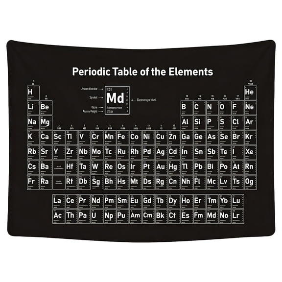Periodic Table Tapestry, Science Chemistry Wall Hanging Art Educational Poster Blanket for Classroom Dormitory Living Room Home Decor Soft Polyester Fabric, D