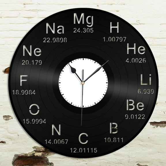 Periodic Table Vinyl Wall Clock Unique Gift for Friends Home Room Decoration Vintage Design Office Bar Room Home Decor