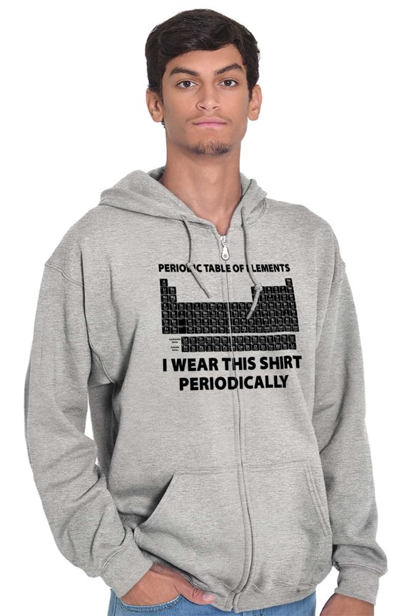 Periodic Table Wear Periodically Nerd Unisex Fleece Graphic Zip Up Hoodie Brisco Brands 4X
