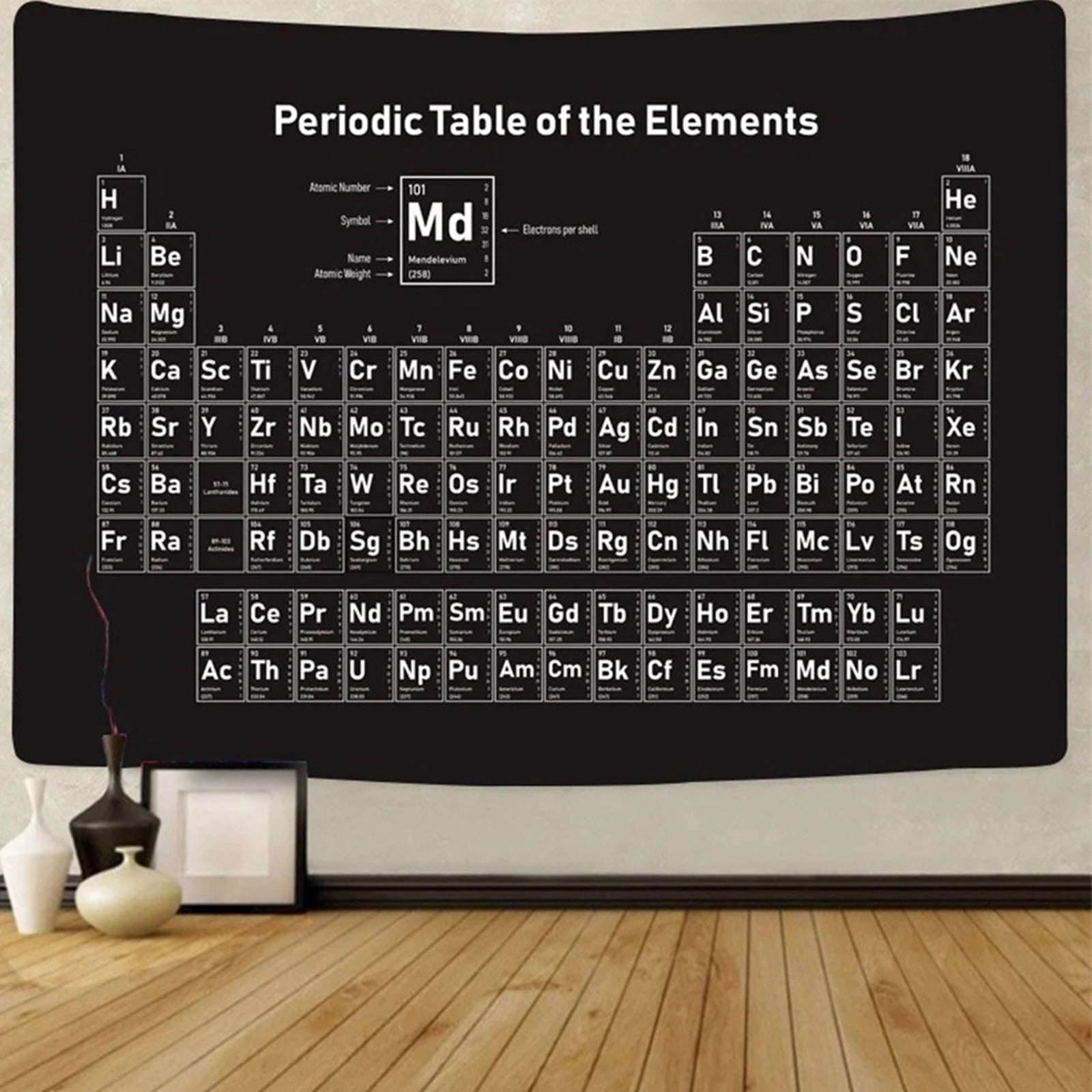 Periodic Table of Elements Tapestry 60x40 Inch Educational Science Wall ...