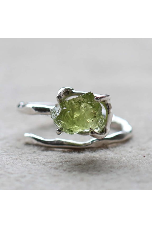 Periodt Rough Gemstone Adjustable Ring For Women – Handcrafted Prong Setting, Anniversary Gift