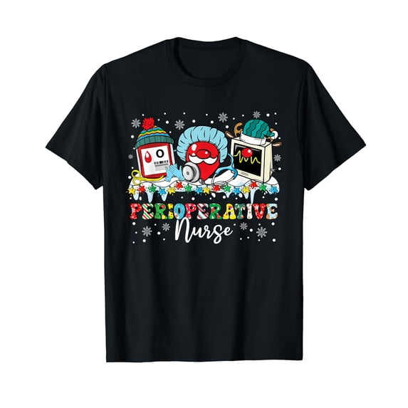 Perioperative Nurse Syringe Stethoscope Santa Christmas T-Shirt