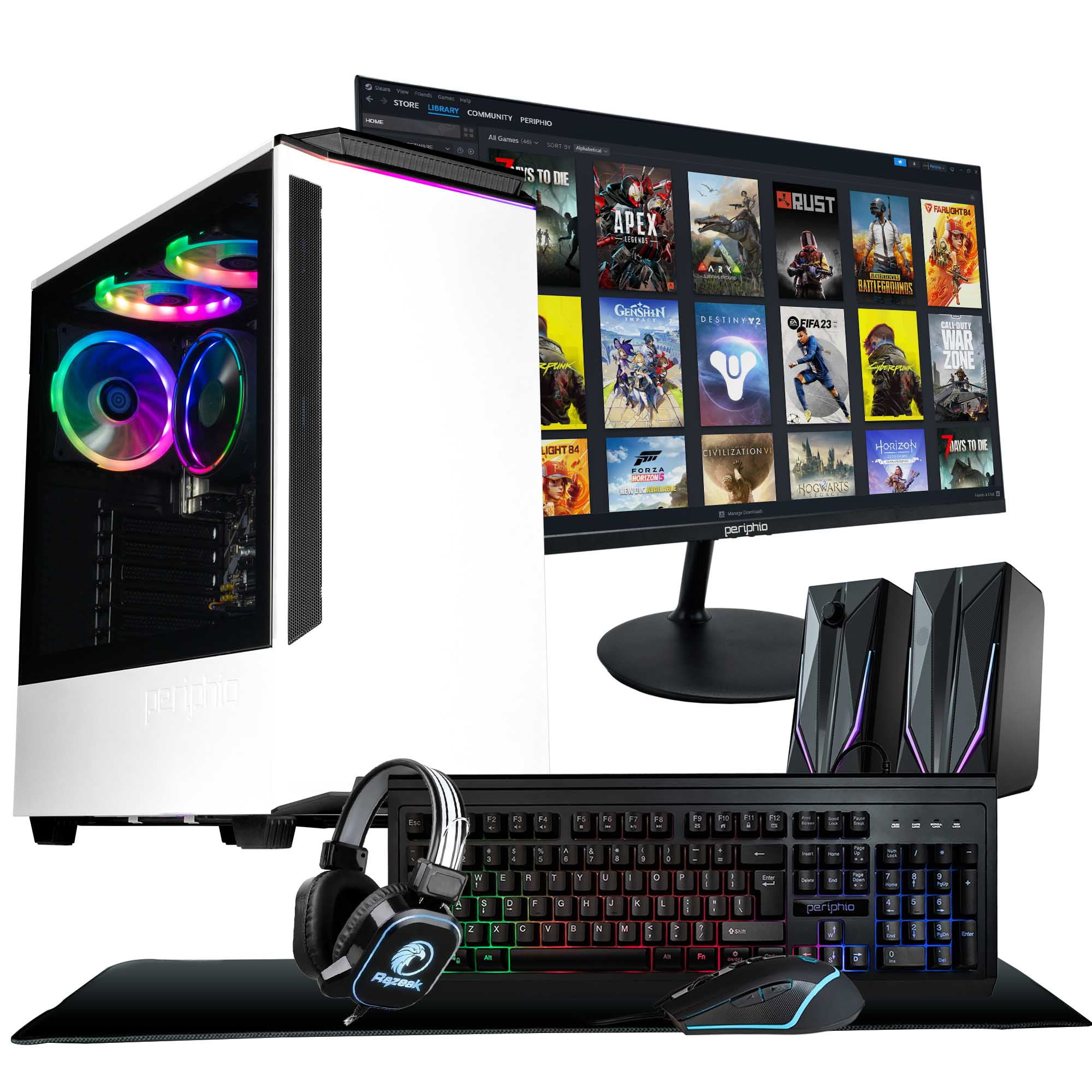 Periphio Astral Gaming PC Computer | AMD Ryzen 5 5600G | Radeon Vega 7 Graphics | 1TB Solid State (SSD) | 16GB DDR4 RAM | Windows 11 | RGB Battlestation Gaming Bundle