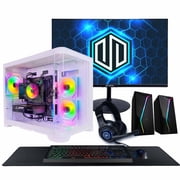 Periphio Atlas Gaming PC, AMD Ryzen 5 5500 up to 4.2GHz with Radeon RX 6500XT 4GB GPU Gaming Optimized, 16GB RAM, 1TB SSD, WiFi, Windows 11 Desktop, White, Full Battlestation