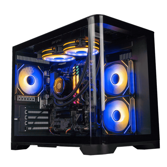 Periphio Atlas AMD Gaming PC, Liquid Cooled Ryzen 7 5700G (4.6GHz Turbo), Radeon RX Vega 8 Graphics (Gaming Optimized), 32GB RAM, 4TB SSD, Windows 11 Desktop Computer, WiFi + Bluetooth, 1080p Gaming