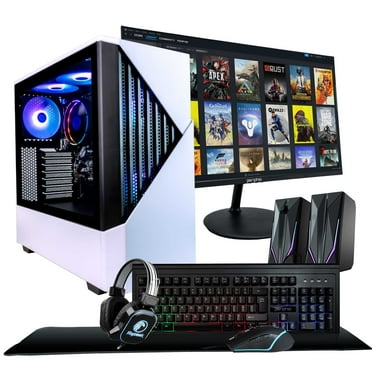 Periphio Castle Gaming PC Computer - Complete Battlestation Bundle, AMD Ryzen 5 5600G, Radeon Vega 7 Graphics, 1TB NVMe Solid State, 16GB DDR4 RAM, Windows 11, NEW 24" Monitor