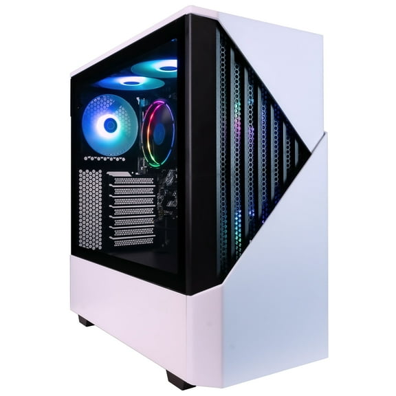 Periphio Castle Prebuilt Gaming PC - AMD Ryzen 5 5600G CPU (4.4GHz Turbo), 32GB DDR4 RGB RAM, Radeon Vega 7 Graphics, 1TB NVMe Solid State SSD, Windows 11 Gaming Computer Desktop, WiFi + BT