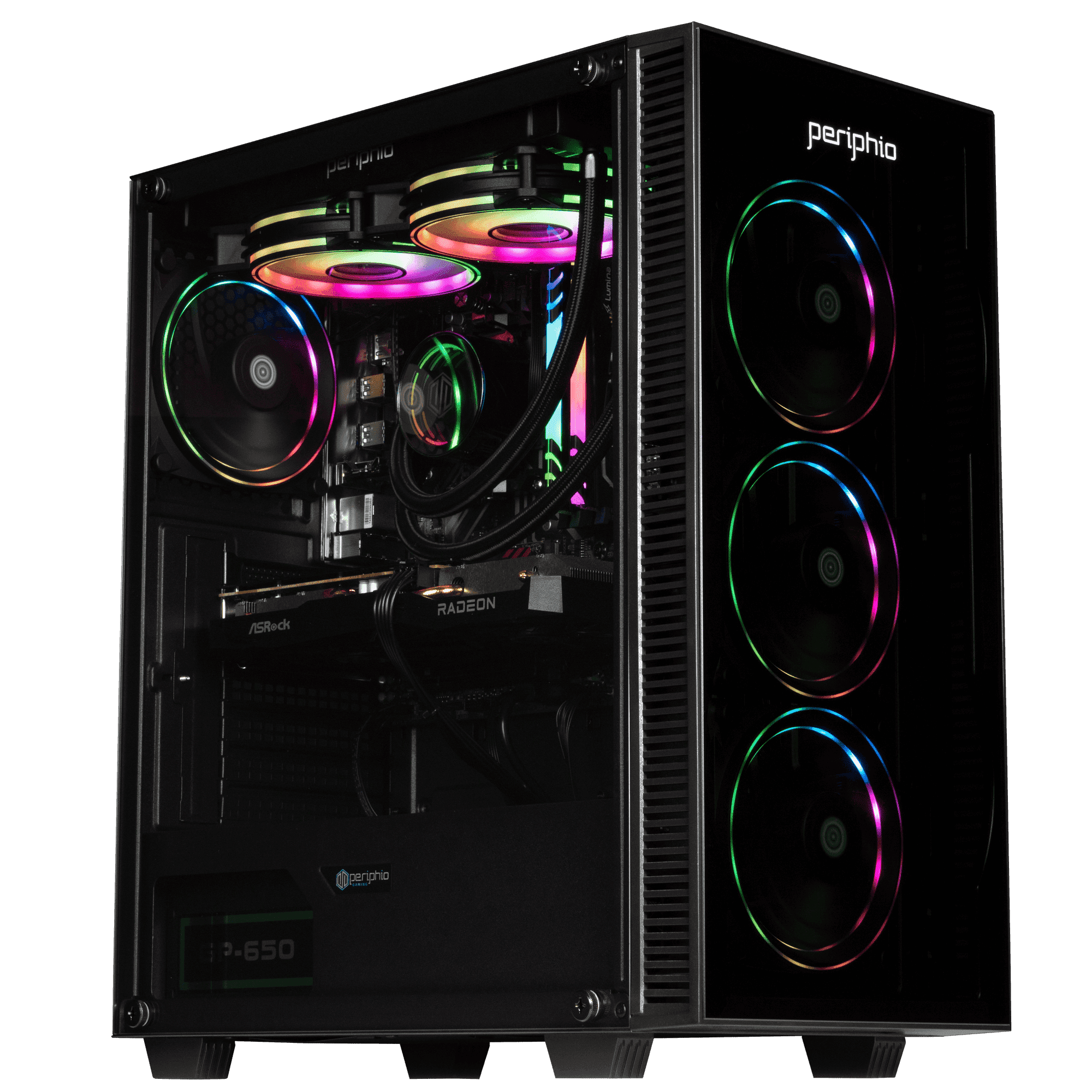 Periphio Firestorm Prebuilt Gaming PC | AMD Ryzen 5 5600X (4.6GHz Turbo) | Radeon RX 7600 (8GB) | 1TB M.2 NVMe SSD | 16GB DDR4 RAM | Windows 11 Computer | WiFi + BT