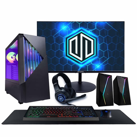 Periphio Reaper Gaming Desktop PC, Amd Ryzen 5 5500, 16GB Ram, 1TB Ssd, Radeon RX 6500 XT 4GB Gpu, Wifi, Windows 11, Black