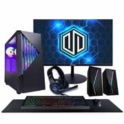 Periphio Reaper Gaming PC, AMD Ryzen 5 5500 up to 4.4GHz with Raddeon RX 6500 XT 4GB GPU (Gaming Optimized), 16GB RAM, 1TB SSD, WiFi, Windows 11 Desktop, Black, Full Battlestation