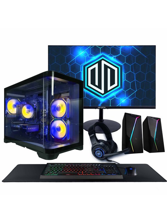 Atlas Gaming PC, AMD Ryzen 5 5500 up to 4.2GHz with Radeon RX 6500XT 4GB GPU (Gaming Optimized), 16GB RAM, 1TB SSD, WiFi, Windows 11 Desktop, Black, Full Battlestation