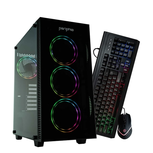 Periphio Terra Gaming PC Computer - AMD Ryzen 5 5600G | Radeon Vega 7 Graphics | 1TB Solid State (SSD) | 16GB DDR4 RAM | Windows 11 | RGB Gaming Mouse + Keyboard