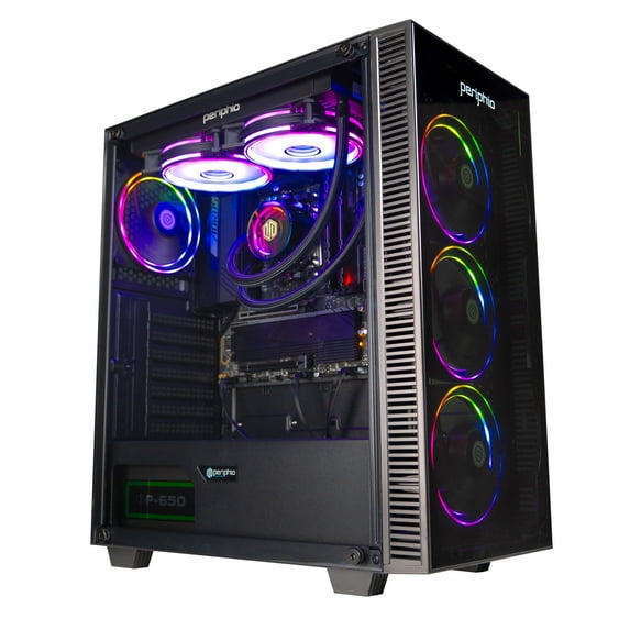 Periphio Terra-II Prebuilt Gaming PC - Liquid Cooled AMD Ryzen 5 8600G (5.0GHz Turbo), Radeon 760M Graphics, 64GB DDR5 RAM, 1TB NVMe M.2 SSD, Windows 11 Gaming Desktop Computer, WIFI + BT