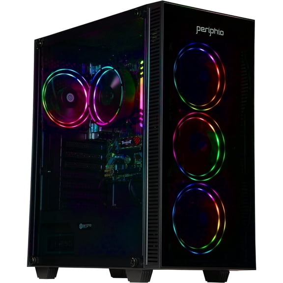 Periphio Terra Prebuilt Gaming PC - AMD Ryzen 5 5600G CPU (4.4GHz Turbo), 32GB DDR4 RGB RAM, Radeon Vega 7 Graphics, 4TB NVMe + Solid State SSD, Windows 11 Gaming Computer Desktop, WiFi + BT