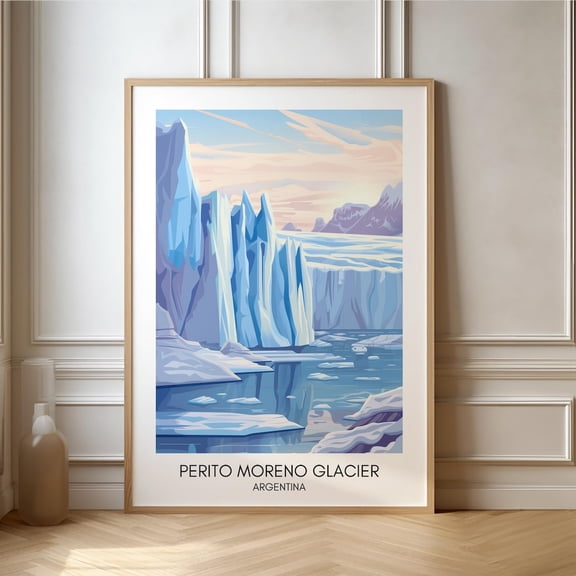 Perito Moreno Glacier Argentina South America Travel Nature Retro Wall Art Unframed Paper Print