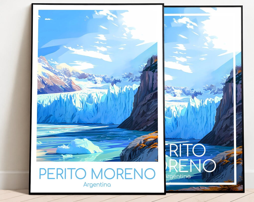 Perito Moreno Travel Poster Perito Moreno Poster Argentina Vintage ...