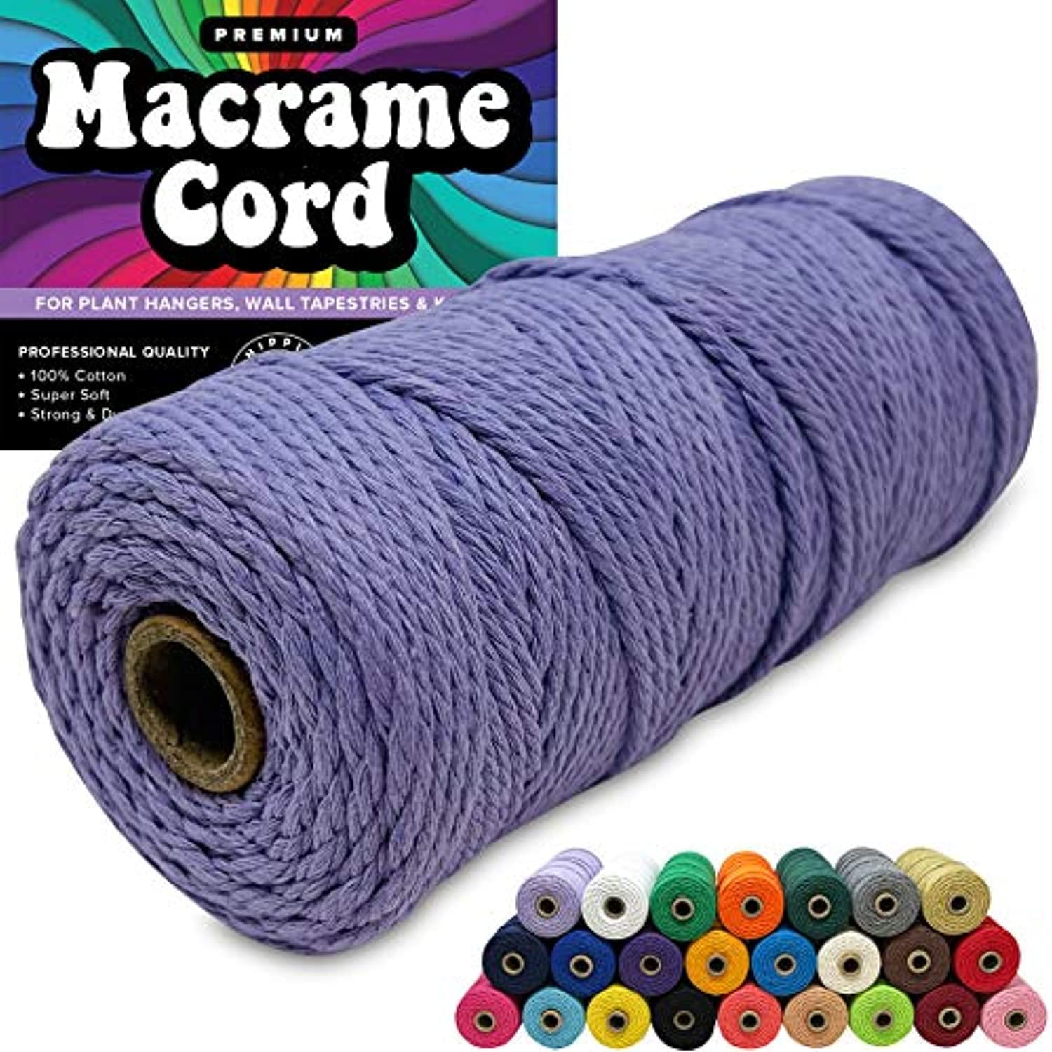 LECZIVOEN Macrame Cotton Cord, 4 Ply Twisted Macrame Yarn, Natural Cotton Cord Perfect Macrame Supplies for Macrame Plant Hangers DIY Craf