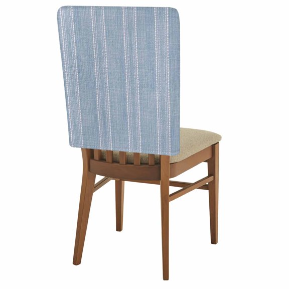 Periwinkle Blue Striped Chair Back Covers Set of 8 Coastal Grandma French Rustic Linen Texture Removable Dining Chair Slipcovers Washable Seat Protector for Restaurant Party Banquet Kichen Decor