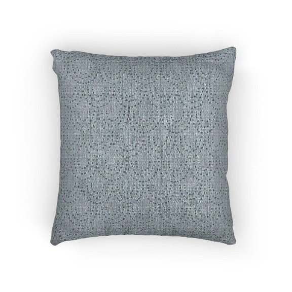 Periwinkle Blue and Dark Blue Dotted Scallop Arc Decorative Woven Pillow, Cotton-Polyester Shell, Geometric Style