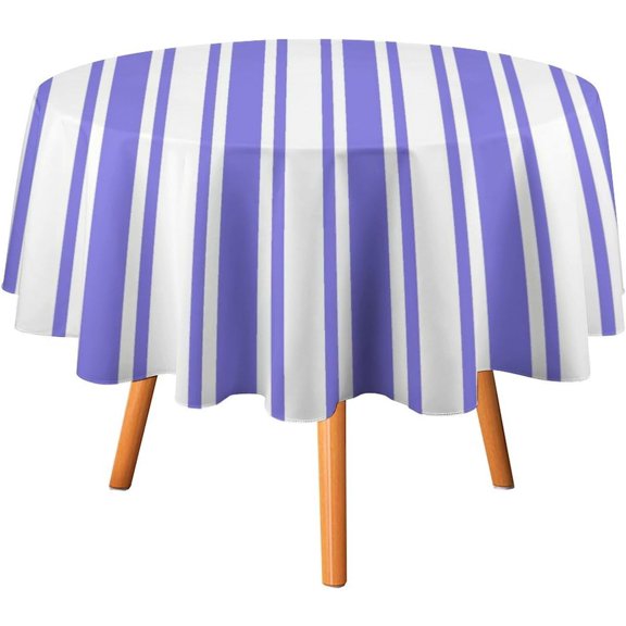 Periwinkle Blue and White Candy Stripes Tablecloth Washable Dinng Table Covers Decorative for Kitchen & Table Linens 70" x 70"