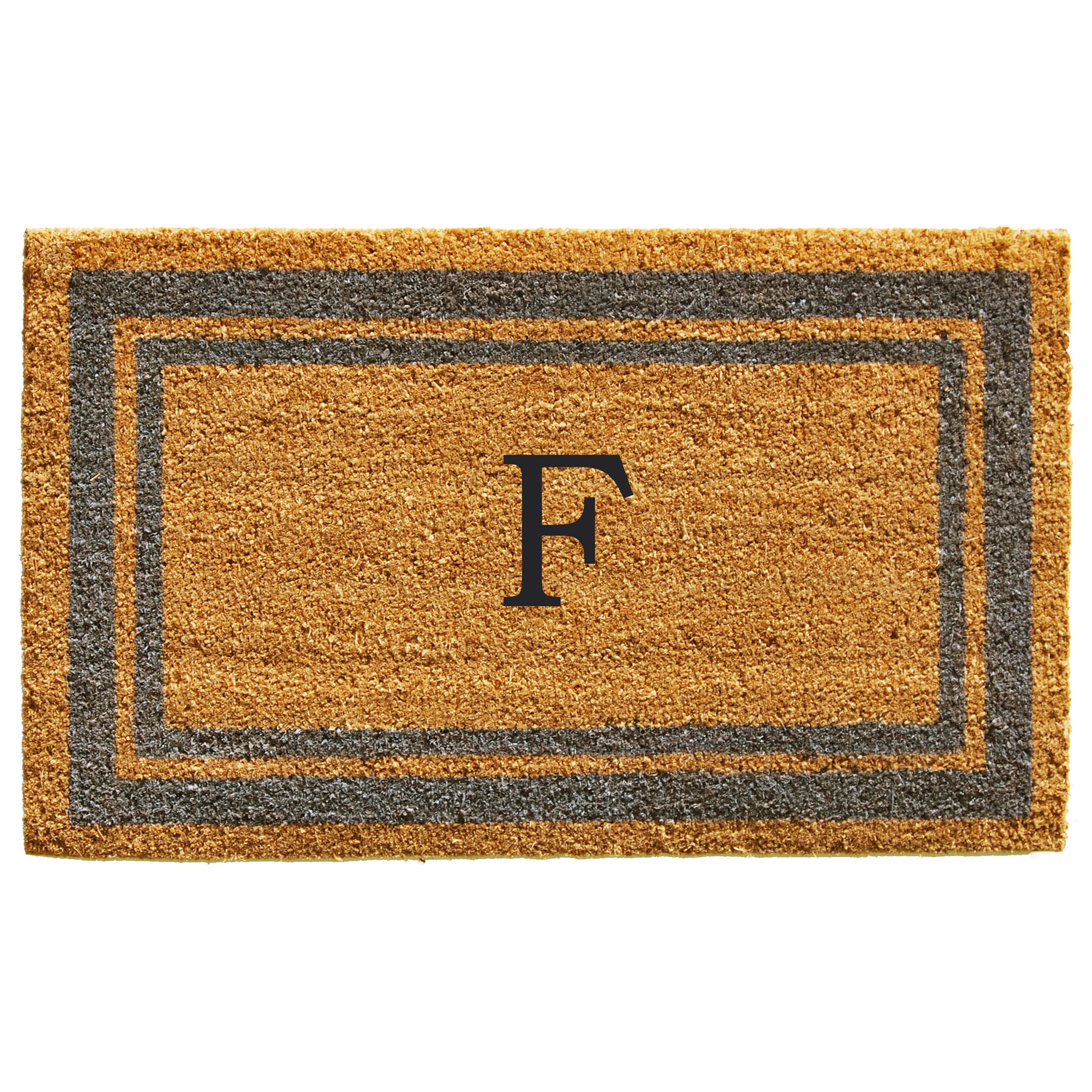 Periwinkle Border Monogram Doormat (Letter F)