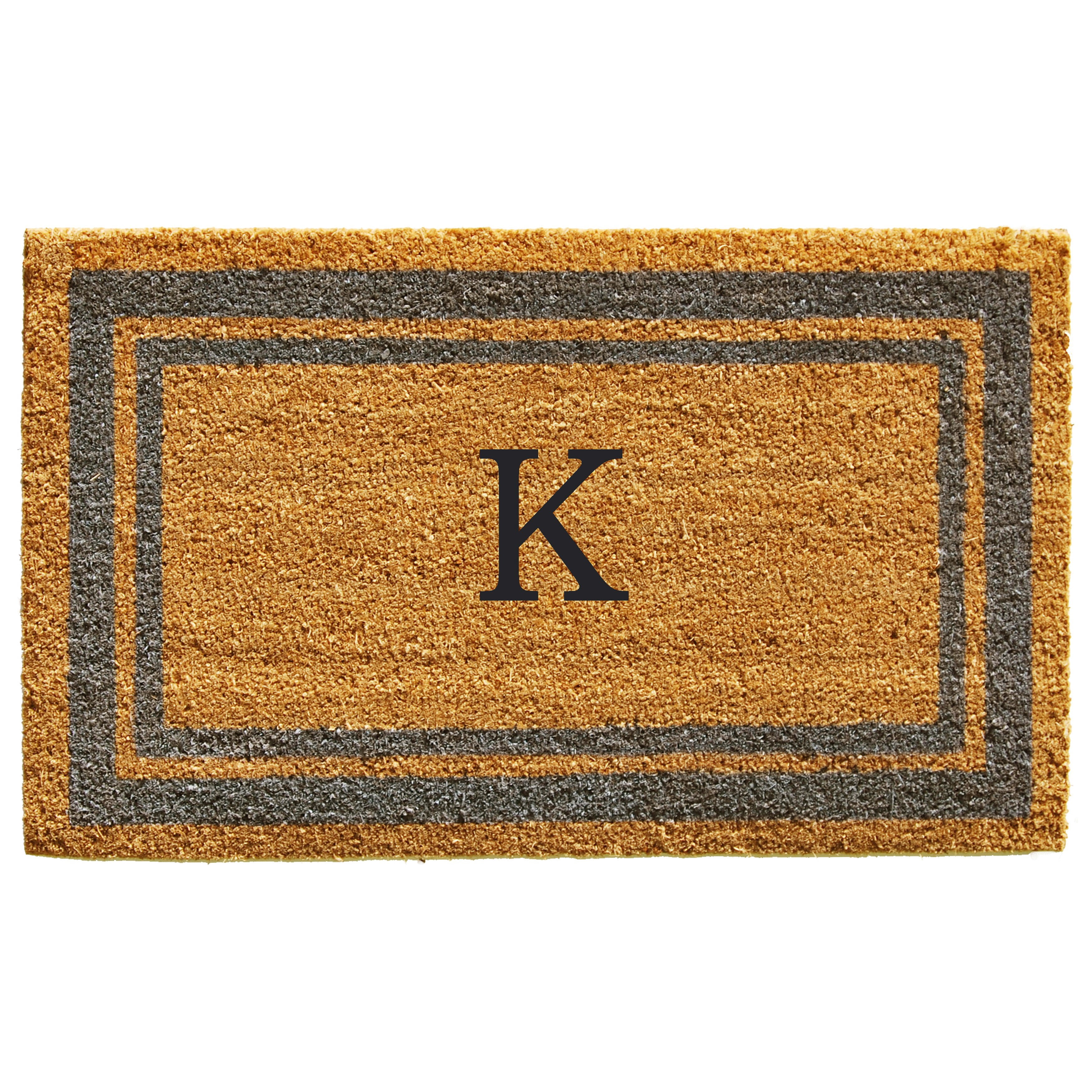Periwinkle Border Monogram Doormat (Letter K)