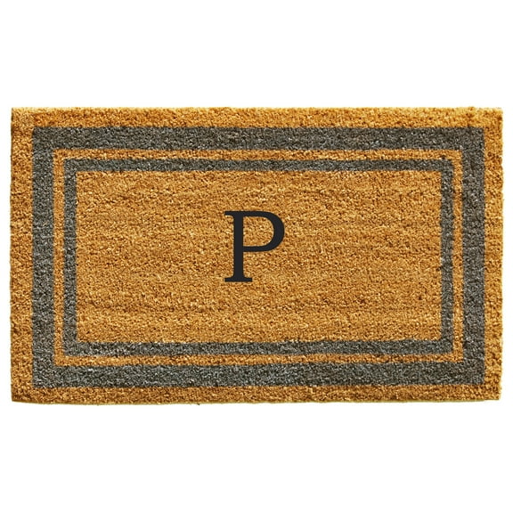 Periwinkle Border Monogram Doormat (Letter P)
