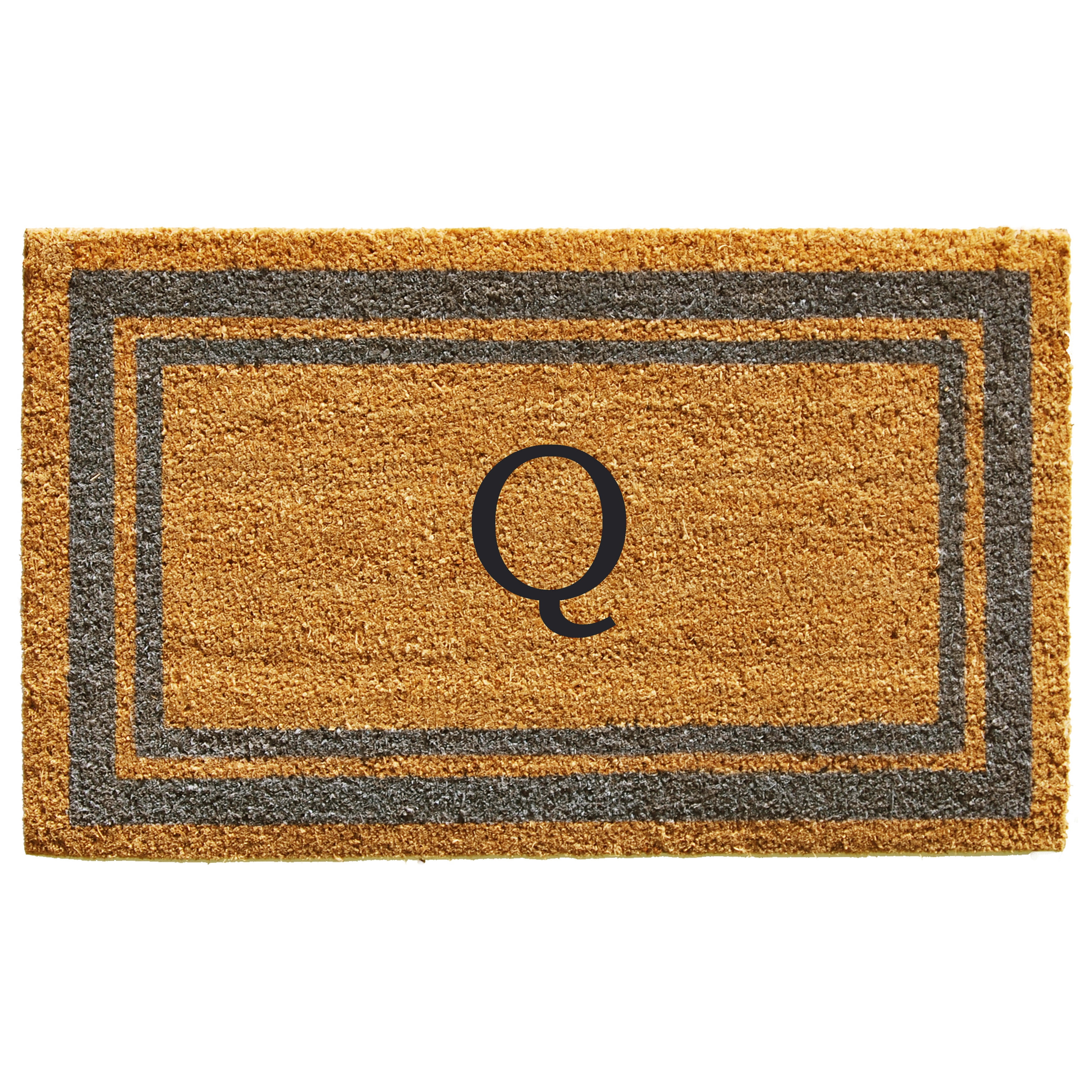 Periwinkle Border  Monogram Doormat (Letter Q)