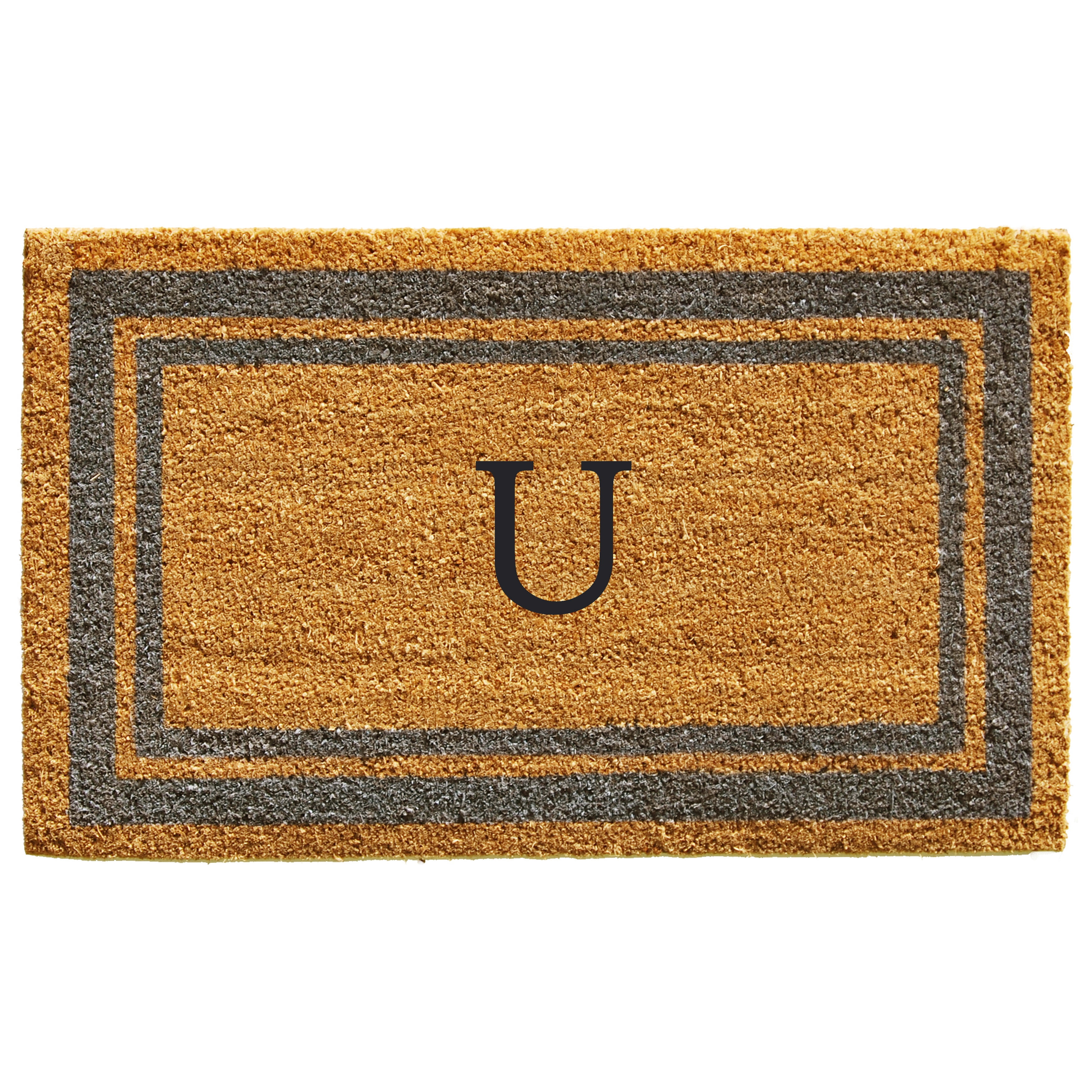 Periwinkle Border Monogram Doormat (Letter U)