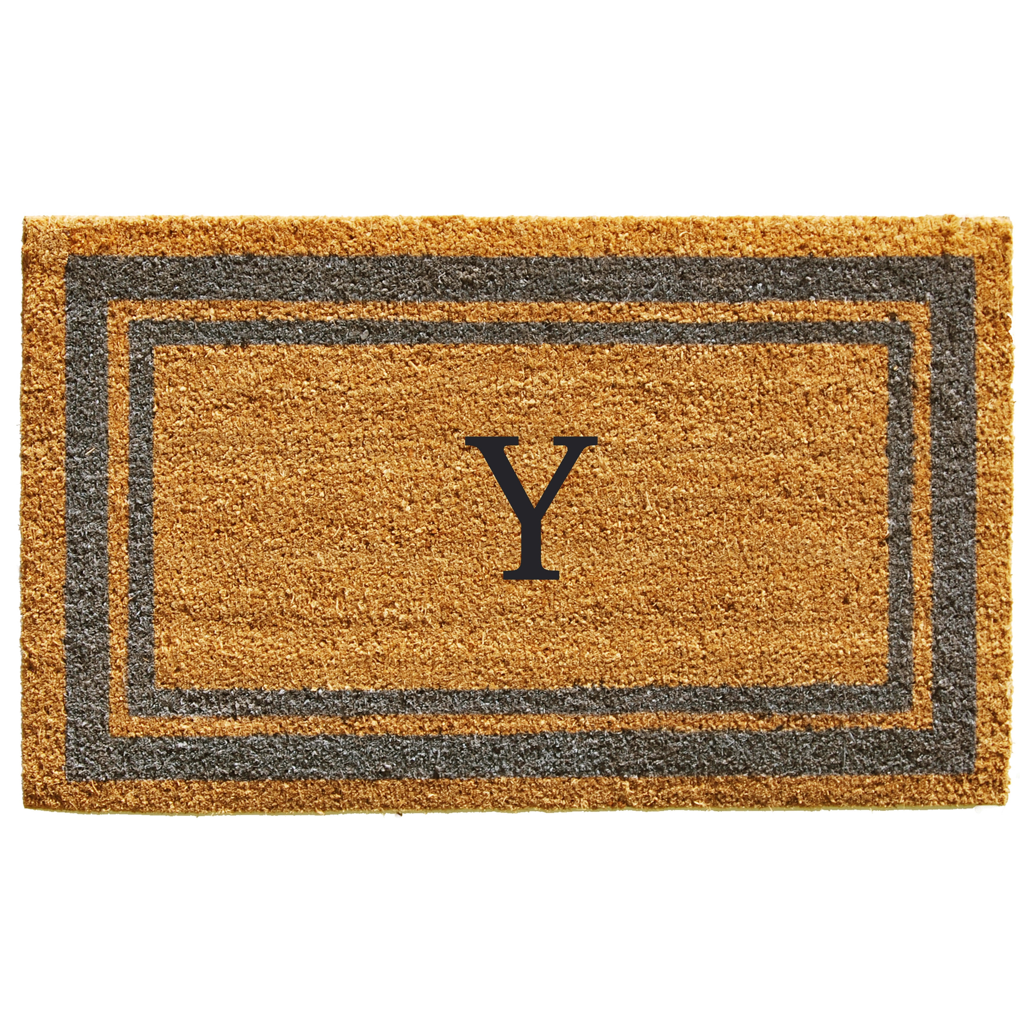Periwinkle Border Monogram Doormat (Letter Y)
