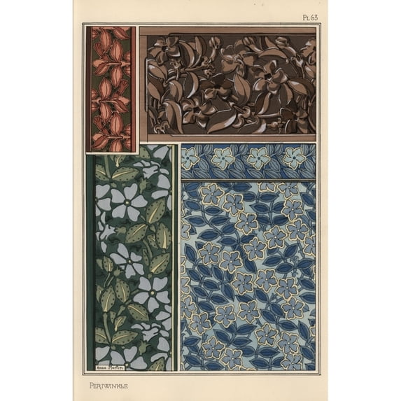 Periwinkle In Art Nouveau Patterns Poster Print By ® Florilegius Mary Evans (18 X 24)