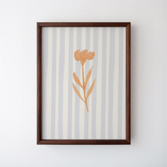 Periwinkle Striped Rust Watercolor Floral Illustration Print, Art Print, Trendy Decor, Abstract Vintage Painting Wall Art, Modern Wall Decor For Living Room, 12x18 UNFRAMED