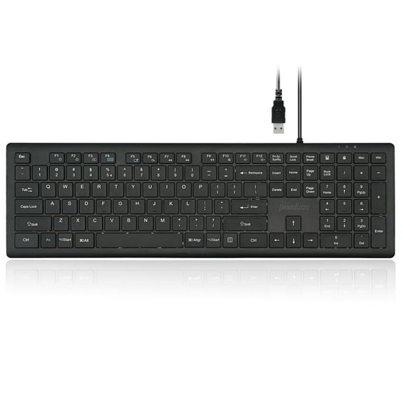 Perixx PERIBOARD-210II US Wired Full-Size USB Keyboard with Quiet Scissor Keys for Desktop, Laptop, and Tablet - Black - US English