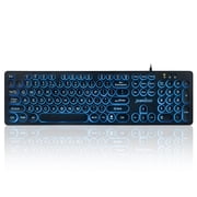 Perixx PERIBOARD-317R Wired Backlit USB Keyboard - Big Print Letter - Tri-color Illuminated LED - Stylish Round Keycaps - US English