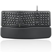 Perixx PERIBOARD-536B Ergonomic Compact Wired USB Keyboard, Built-in Number Pad, Detachable Wrist Rest, Silent Typing, 16.34x5.71x1.61 Inches, Black