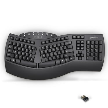 Perixx PERIBOARD-612B Wireless Ergonomic Keyboard - Dual Bluetooth and 2.4G Spec - Compatible With Windows and Mac - Black