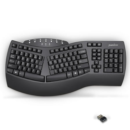 Perixx PERIBOARD-612B Wireless Ergonomic Keyboard - Dual Bluetooth and 2.4G Spec - Compatible With Windows and Mac - Black