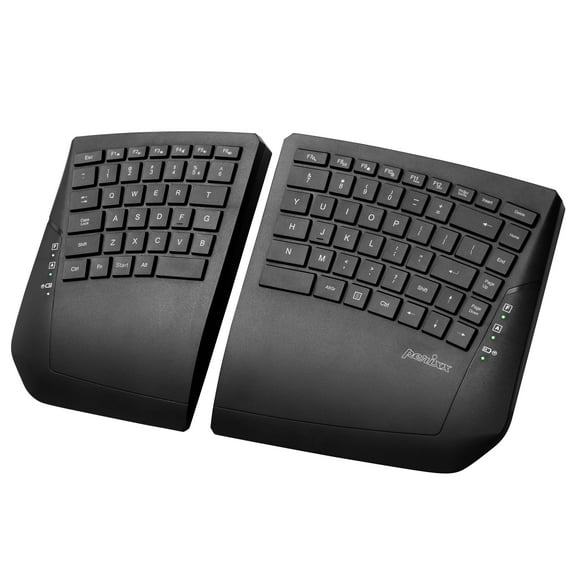 Perixx PERIBOARD-624B US, Wireless Ergonomic Split Keyboard - Up to 2 Ft Separation - Adjustable Tilt Angle - Low Profile Membrane Keys - Black - US English