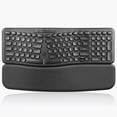 thumbnail image 1 of Perixx PERIBOARD-636B US, Wireless Ergonomic Compact USB Keyboard - Wireless 2.4G Technology - Build-in Number Pad - Detachable Wrist Rest - - Silent Typing - Black, 1 of 8