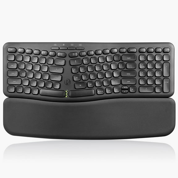 Perixx PERIBOARD-636B US, Wireless Ergonomic Compact USB Keyboard - Wireless 2.4G Technology - Build-in Number Pad - Detachable Wrist Rest - - Silent Typing - Black