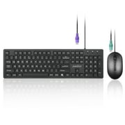 Perixx PERIDUO-117P, Wired Standard PS2 Keyboard and Mouse Combo - Full-size Layout - Bundle with 3 Button Optical PS2 Mouse - 5.9Ft Cable - Black