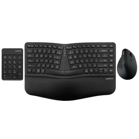 Perixx PERIDUO-606IIA 3-in-1 Wireless Compact Ergonomic Keyboard with Vertical Mouse and Numeric Keypad - Quiet Keys & Clicks - US English