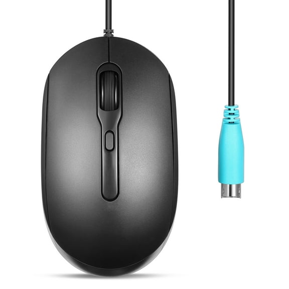 Perixx PERIMICE-222PB Wired PS/2 Optical Mouse - Long 5.9 Ft Cable - Optical 1200/1600/2000 DPI Design - Black