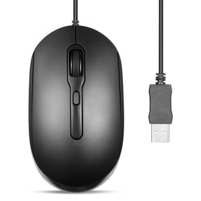 Perixx PERIMICE-222UB Wired USB Optical Mouse, Long 5.9 Ft Cable, Adjustable DPI 1200/1600/2000, Silent Clicks, Ergonomic Design, Black
