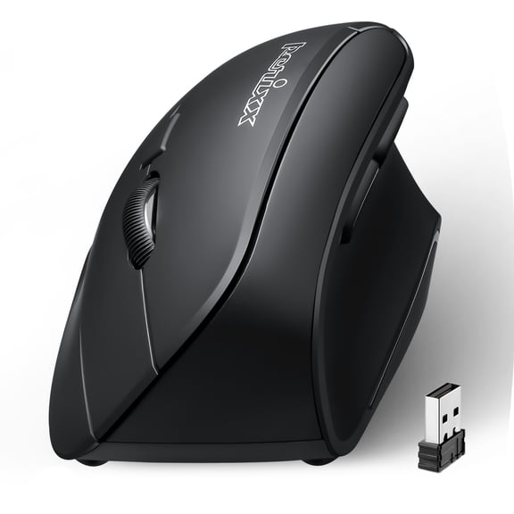 Perixx PERIMICE-715 Wireless Vertical Mouse with 6 Button and 3 Adjustable Level DPI, Right Handed, Black