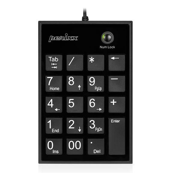 Perixx PERIPAD-202U Wired External Numeric Keypad, Slim Design, Scissor Keys, Tab Key Feature, Black