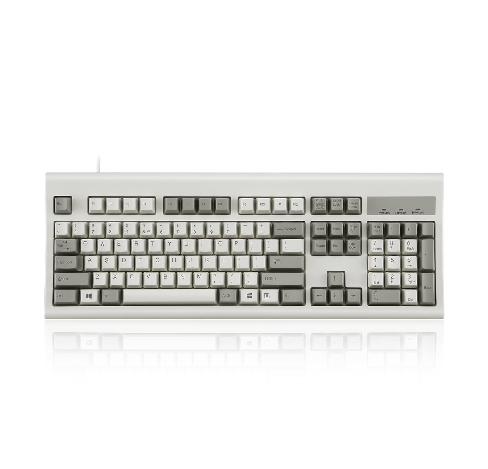 Perixx Periboard-106M, Wired Performance Full-Size USB Computer Keyboard, Curved Ergonomic Keys, Classic Retro