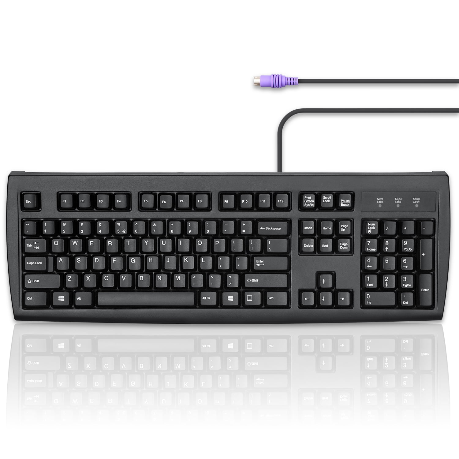 Perixx Periboard-107 Wired Ps2 Full Size Computer Keyboard, Black, Us English